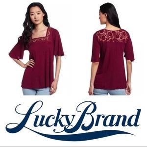 Lucky Brand Live in Love Burgundy Tunic